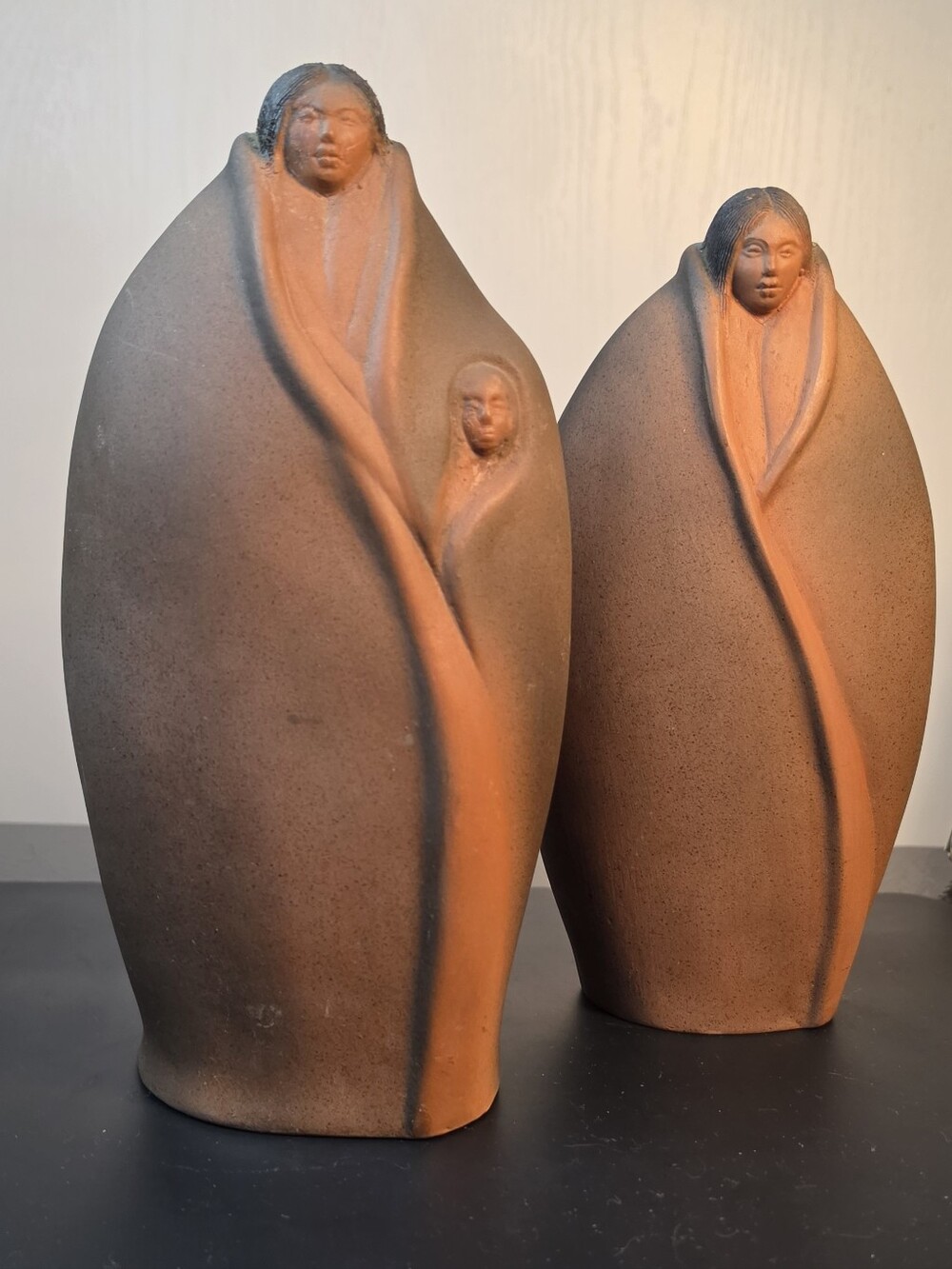 Elegant Terracotta Sculptures By Eduardo Vega Pair
